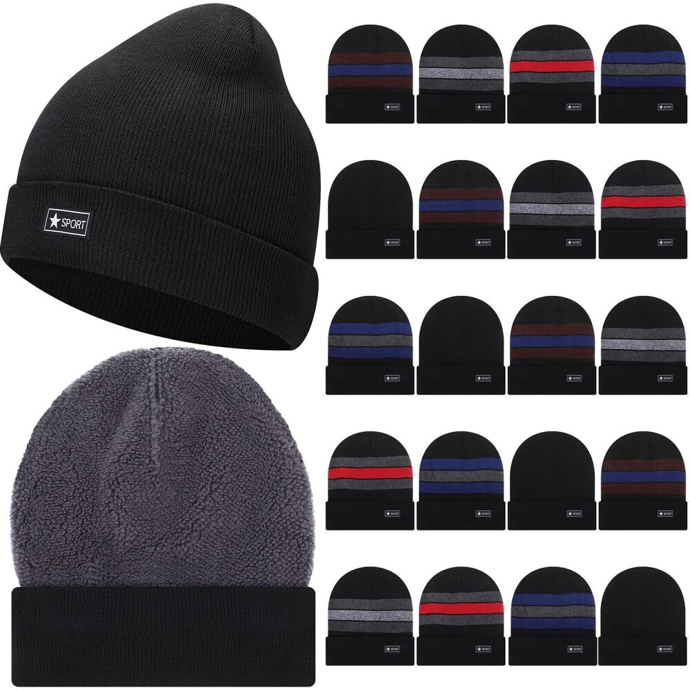 9796 20 Pcs Bulk Winter Beanie for Homeless Donation Unisex Warm Knitted